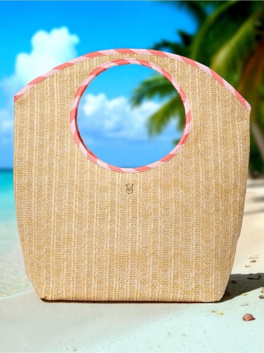 NEW VS “Beachy” Bombshell REVERSIBLE Tote Bag! Fun & Practical! VS Logo in Gold